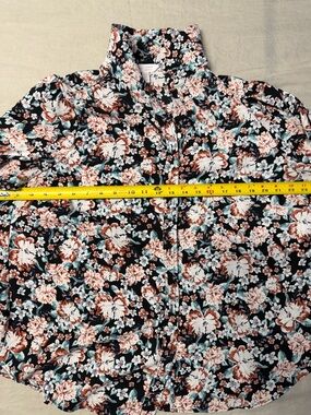 LC Lauren Conrad Floral Blouse 0X Black Multicolor Long Sleeve Lightweight Top